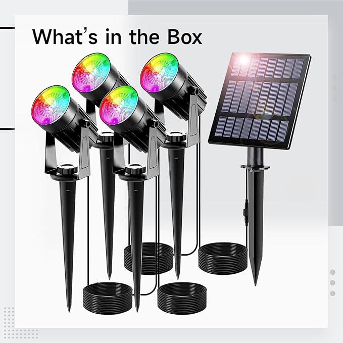 Outdoor Solar RGB Led Pathway Lights Color Changing Landscape Spotlights Weatherproof Garden Lights Energy-Efficient Easy to Install
