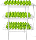 Upgraded Hydroponics Growing System Kit 108 Plant Sites 3 Layer 12 Food-Grade PVC-U Pipes with Water Pump Timer Nest Basket and Sponge Hydroponic Planting System for Leafy Vegetables