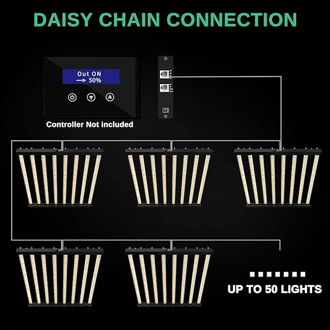 800W LED Grow Light Dimmable Daisy Chain Plant Grow Lamp with 8 Light Bar for Indoor Plant Growth 6 * 6 Ft Coverage