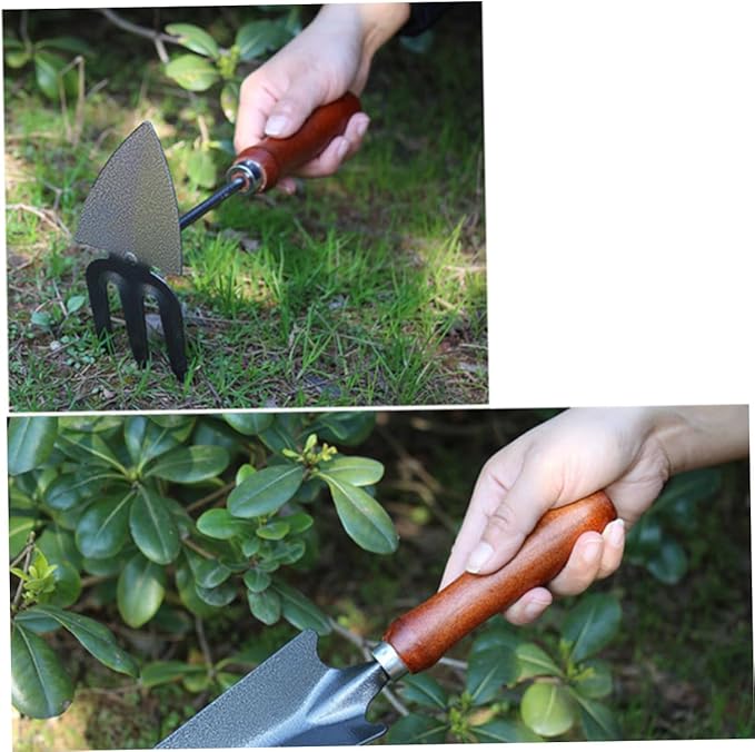 4pcs Mini Garden Tool Set Thickened Painted Iron Shovels and Wooden Handles for Planting and Gardening Tasks