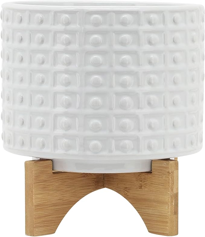 Generic 8 Dotted Planter W Stand White
