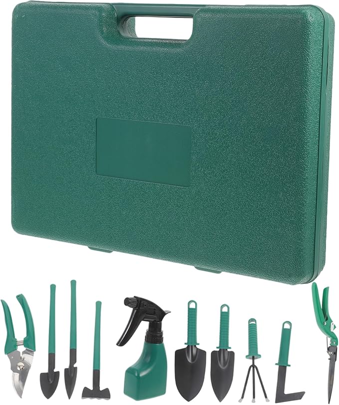 TOYANDONA Garden Tool Set Kit Shovel Rake Shear Sprayer Storage Case Heavy Duty Tools for Gardening Planting Weeding