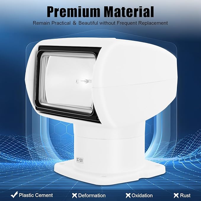 Marine Searchlight 12V 100W Rotating Remote Searchlight with Long Power Cord Marine Remote Spotlight Marine Spotlight Suitable for Yachts Coast Guards Marine Police Fishing Boats