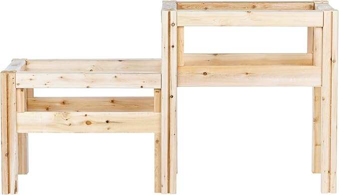 Greenes Fence Two-Tiers Four Bucket Elevated Cedar Wood Garden Frame 54 in. x 16 in. x 30 in. - Made in USA with North American Cedar