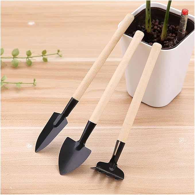 Garden ToolsGarden Trowel 3pcs/Set Gardening Tools Wood Handle Stainless Steel Potted Plants Shovel Rake Spade for Flowers Potted Plant Seed