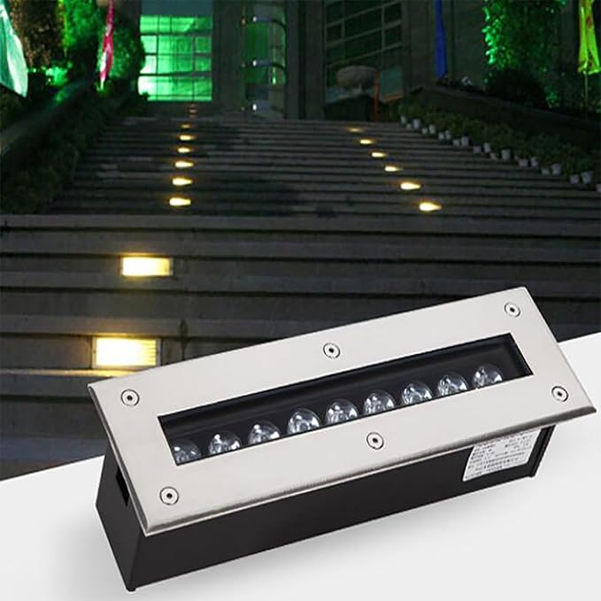 Led Spot Lights - Outdoor Buried Lights Ultra-Thin Recessed Patio Floor Light IP67 Waterproof Decorate Long Strip Landscape Lights for Outdoor Sidewalk GarGreen-12w