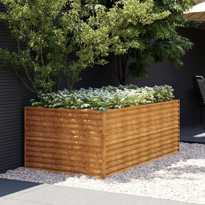 vidaXL Raised Garden Bed Outdoor Planter Box for Vegetables Flowers Planter Stand Garden Pot for Patio Backyard Outdoor Corten Steel