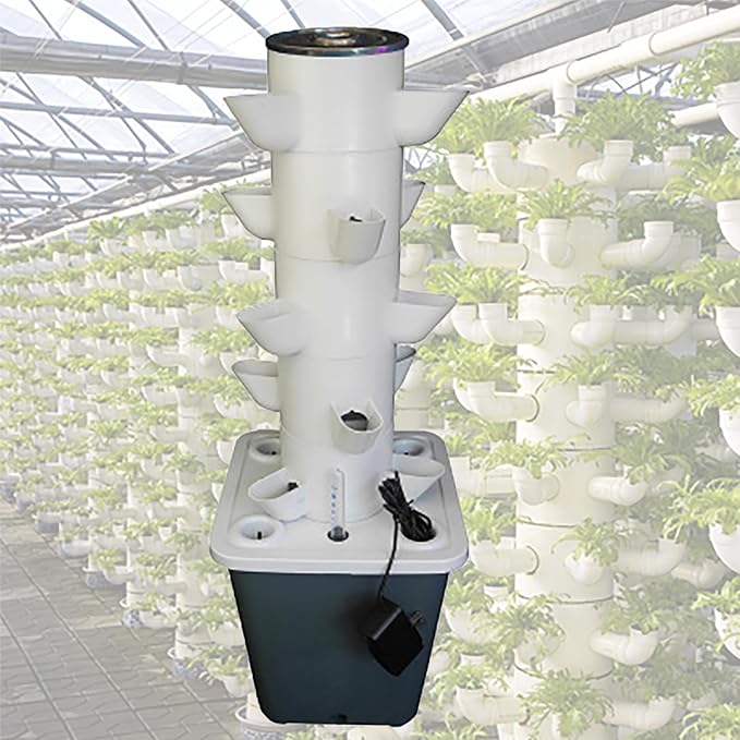 Hydroponic Growing System Kit Hydroponic Garden Tower with Pump System 5/6 Layers Indoor Vertical Hydroponic Garden Tower for Herbs Fruits and Vegetables(Size:5 Layers 15 Holes)