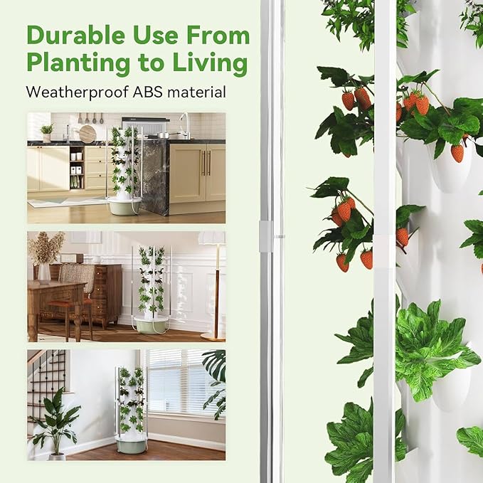 Hydroponics Growing System Tower with Foldable Led Light 28pods Vertical Hydroponic Garden Tower Auto Water Circulate Hydroponics Tower for Herbs Fruits and Vegetables7-Layer