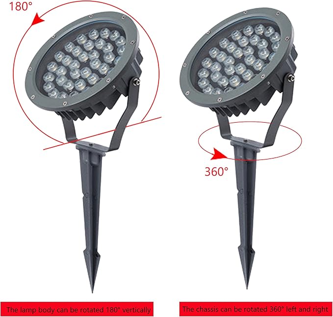 Outdoor LED Spotlight Waterproof Bright Outdoor Landscape Automatic Timer Mini Lawn Lamp 36W Graden Lights with Ground Stake Lawn Accent Lighting with Plug Courtyard Flag Light Warm White
