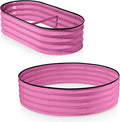 Plant &amp Plot Galvanized Raised Garden Beds Outdoor // 4×2×1 ft &amp 4×4×1 ft Planter Raised Beds for Gardening Vegetables Flowers // Large Metal Garden Box (Pink)