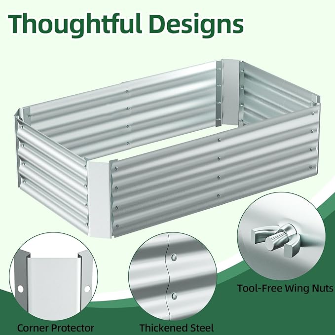 Ohuhu Raised Garden Bed with Cover Outdoor 4x2x1 FT Galvanized Metal Planter Box with PVC Greenhouse Cover Protects Plants from Frost Birds Insects 3-in-1 Gardening Set for Vegetable Flower Herb