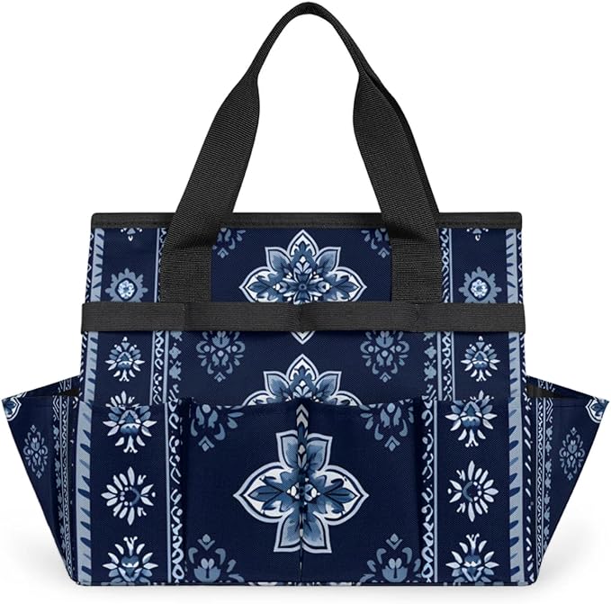 Westward Floral Gardening Tool BagHeavy Duty Garden Tote BagPortable Oxford Gardening Storage Basket Organizer Handbag with Pockets HandleHand Tools Gifts for Outdoor Garden Lawn Yard