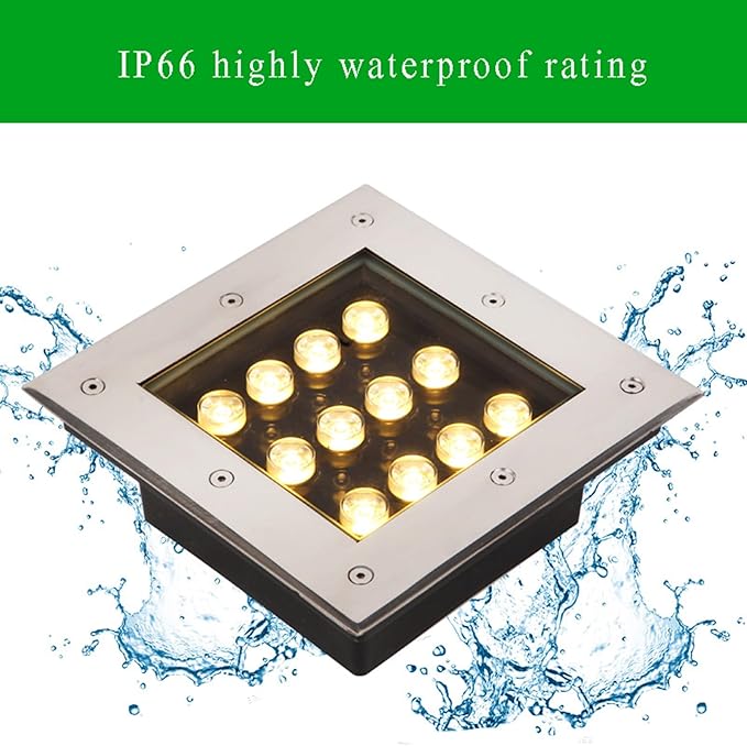 Outdoor Recessed Ground Light LED Underground Lights IP66 Waterproof AC85-110V Square Spotlight for Garden Pathway Fence Yard Patio Walkway Landscape Lighting