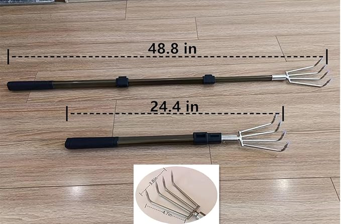 Stainless Steel Garden Claw rake Multifunctional rake Lengthened Aluminum Alloy Handle can be Used for Weeding and loosening The Soil in The Garden and can Also be Used for Treasure Digging