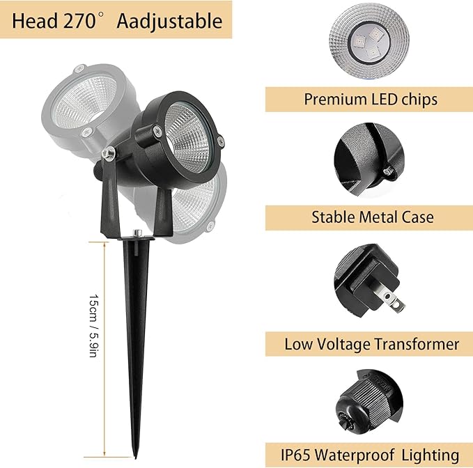 24W Halloween SpotLights with Timer IP65 Waterproof Metal Landscape Lights RGB Spot Lights Outdoor Color Changing Spotlight for Yard Garden 6 Lights