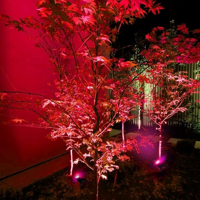 Solar Landscape Lights 4 LED Solar Spotlights 2 in 1 Waterproof Security Light Solar Lights Outdoor (Red)