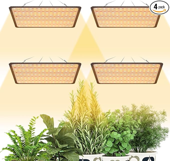 4PCS Sunlight Plant Grow Lamps-1500W with 256 LEDs E Light Design. Perfect for Indoor Planting Supporting Veg &amp Bloom Stages. Ideal for Greenhouses Grow Tents &amp Seedling Trays Promotes Lus