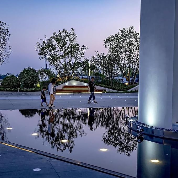4PCS Outdoor LED Buried Light Ultra-thinyo RGB Fountain Landscape Lights IP68 Waterproof Round Recessed Spot Lamp LED Underwater Pond Lights Decorative LightingBlue-AC 12V-3W