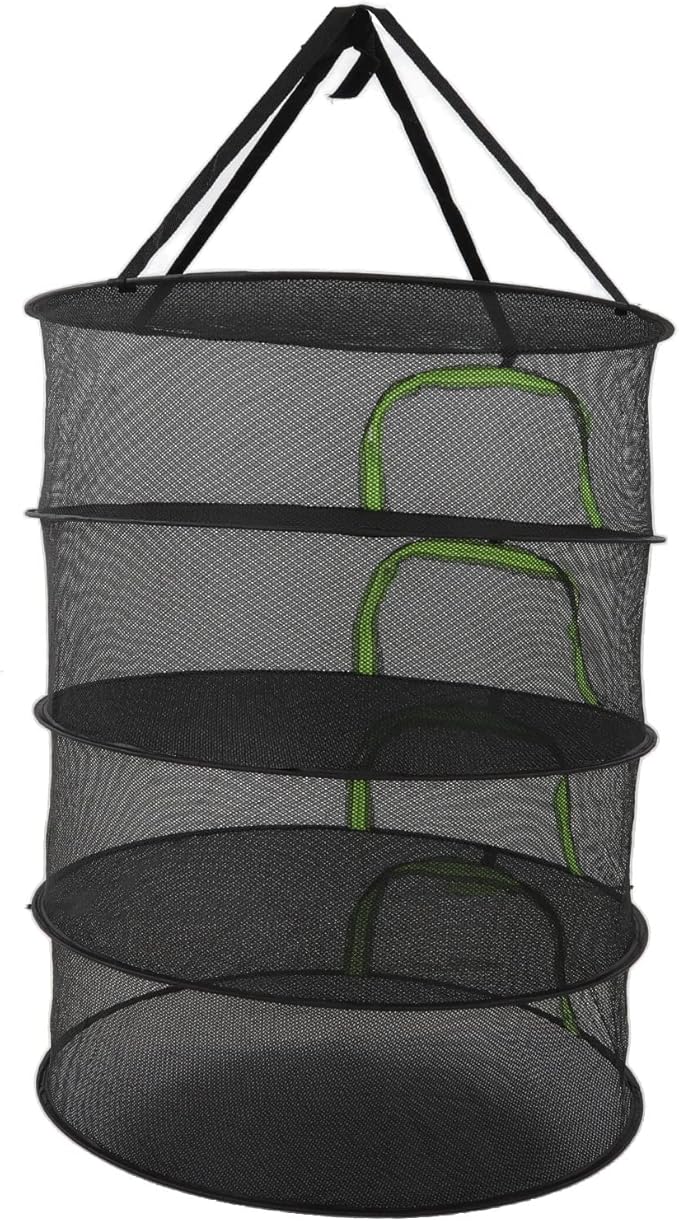 Herbs Drying Net Foldable Plant Drying Net 60cm Diameter Herbs Buds Dry Net with Storage Bag for Outdoor (4th Floor)