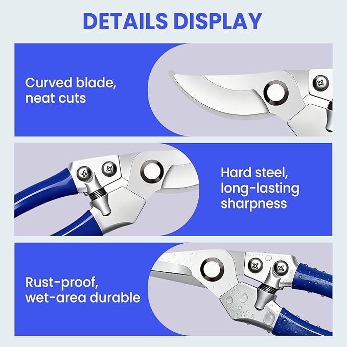 2-Pack Zinc Alloy Pruning Shears Set for Gardening | R3120 Curved &amp R3121 Straight Garden Shears 8x20cm | Professional Gardening Tools with Bypass Blades for Plants Flowers &amp Branches