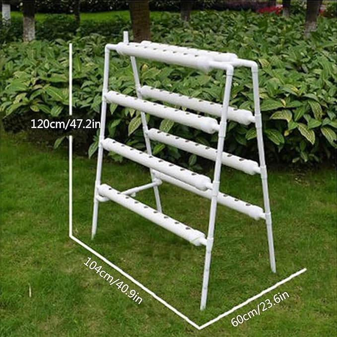 3 Layers 72 Plant Sites 8 Pipes Hydroponics Grow Kit PVC Leafy Vegetables Water Culture System with Water Pump Timer/1PC