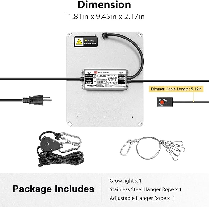 iPower 2025 1050W LED Grow Light Dimmable Full Spectrum with Mean Well Driver and Upgraded Diodes for Indoor Hydroponics Seeding Flower Veg