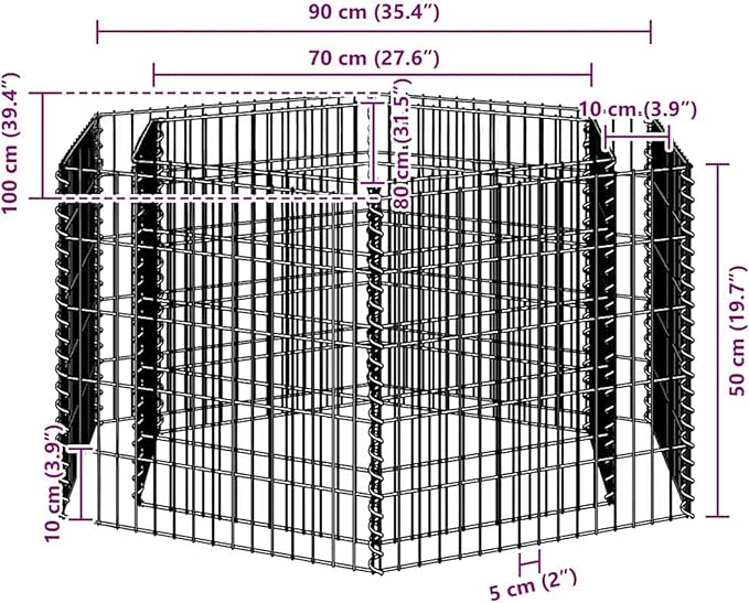 Hexagonal Gabion Raised Bed Galvanized Steel Garden Planter Box 100x90x50cm for Outdoor Plants Flowers Patio