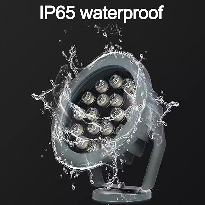 LED Tree Spotlight - 12W Round Outdoor Flood Light IP65 Waterproof AC 220V Landscape Projection Lamp (Red)