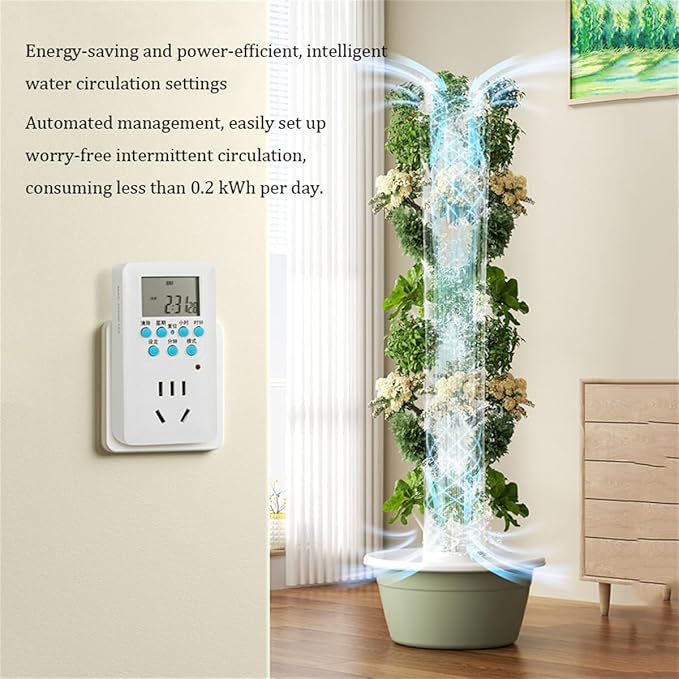 Hydroponics Tower Indoor Growing System Vertical Hydroponic Vegetable Growing Machine with Pump And Movable Water Tank Garden Planter Indoor Smart Garden Kitfor Both Indoor And Outdoor28 holes