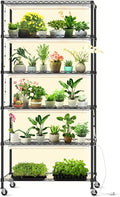 Bstrip DIY Plant Shelf with Grow Light Grow Light Shelf with Adjustable Rack and Wheels Plant Stand 8-Pack 192W T8 Full Spectrum Lamps ideal for Seed Starting Seed Tray 29.5L x 13.8W x70.9H