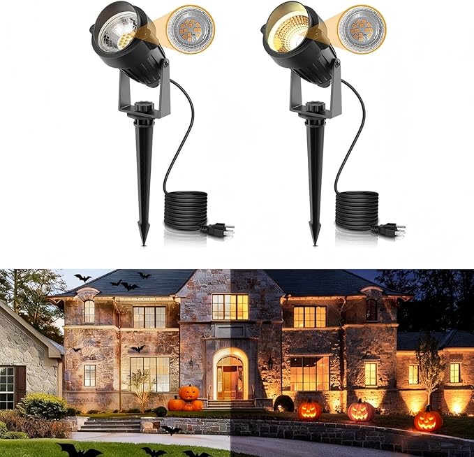 L LOHAS LED Green Christmas Spotlight 2pack+3000K Warm White Spotlight 2pack