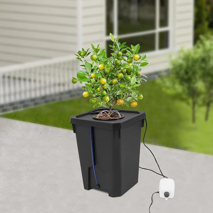 Hydroponics Growing Bucket 7.13 Gallon Professional Culture Bucket System 27L Deep Water Culture with Air Pump Hydroponics Growing System for Greenhouse Garden Balcony Office (1Pcs)