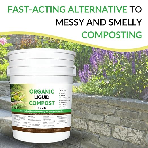 Organic Liquid Compost: Fast-Acting Alternative to Messy and Smelly Composting | Perfect for Annuals &amp Perennials Trees &amp Shrubs Lawn &amp Turf and Fields &amp Pastures (5 Gallons Treats