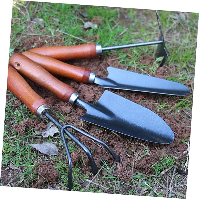 4pcs Mini Paint Spatula Garden Tools Set Iron Shovel for Planting Wooden Handle Lightweight Garden Hand Tools for Gardening Kit