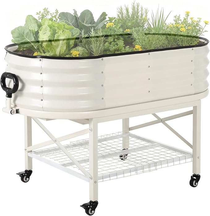 Galvanized Raised Garden Bed Kit with Cover Large Corrosion-Resistant Planter Raised Beds for Vegetables and Flowers Sturdy Outdoor Metal Garden Raised Beds with Reinforced Structure Easy Assembly