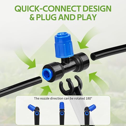 HIRALIY 140FT Quick Connect Garden Watering System with Adjustable Vortex Drippers Saving Water Automatic Drip Irrigation Kit for Raised Bed and Plants Vegetable Garden