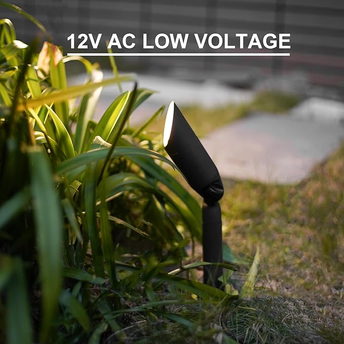 GOODSMANN Landscape Lighting 12V AC Spotlights 4PK 3W LED Landscape Light 100 Lumens Spot Lights MR11 Replaceable Bulb 2900K Tree Lights Garden Up Light Hardwired Lighting Cable Connectors