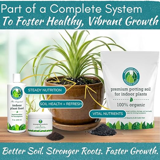 Houseplant Soil Conditioner &amp Probiotic – Organic Growth Booster (1-1-4) for Rejuvenating Tired Plants | Improves Soil Structure &amp Nutrient Availability for Stronger Roots &amp Fuller Leaves