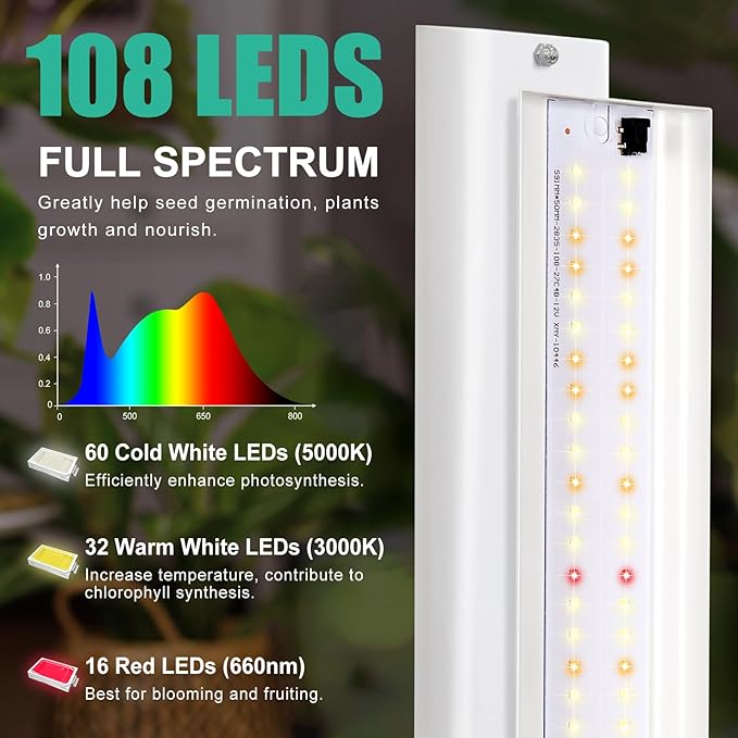 FOXGARDEN Grow Light Stand Advanced LED Plant Growth Lighting with 4/8/12H Timer 6 Dimming Options and Adjustable Height - Optimal for Indoor Plants in Seedlings Vegetative and Flowering Phases