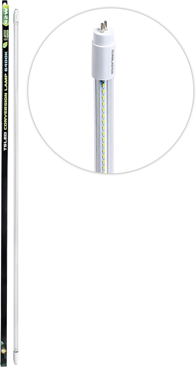 SunBlaster SL0900825 48 42-Watt 6400K T5LED Reduced Power Consumption LED Conversion Lamp Tube for Greenhouse Plant Growth &amp Horticultural Output