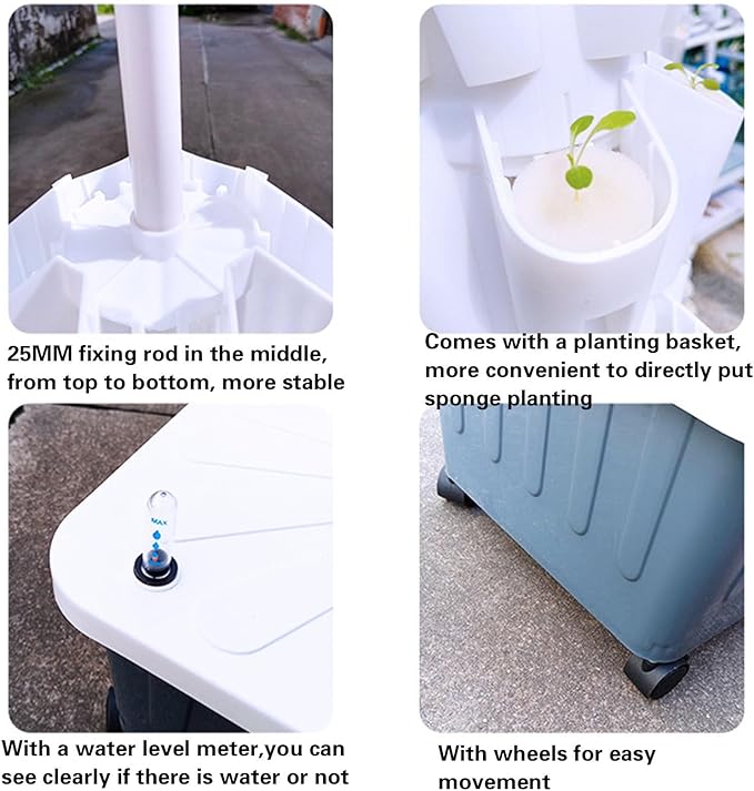 Hydroponic SystemsAeroponic Tower GardenHydroponics Growing System for Indoor GardeningGrow HerbsFruits &amp Vegetables40/50/60 holeGrey-12floors