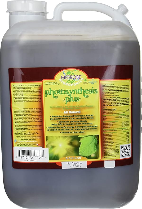 Microbe Life Hydroponics Premium Photosynthesis Plus to Grow Fruits Vegetables and Herbs The Best Professional Big Bud Grow Use with Any Feeding Systems Including Hydroponics or Soil 5 Gallons