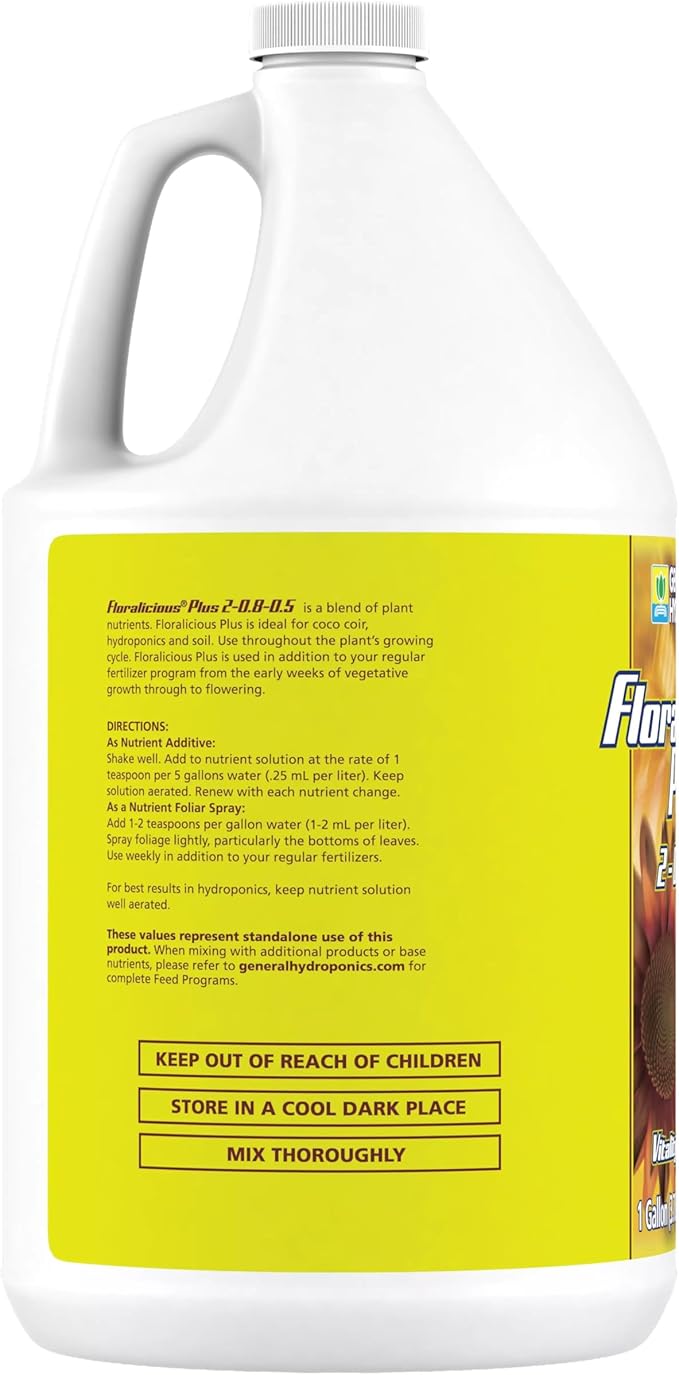 General Hydroponics Floralicious Plus Vitality Plant Food 2-0.8-0.5 1 gal.