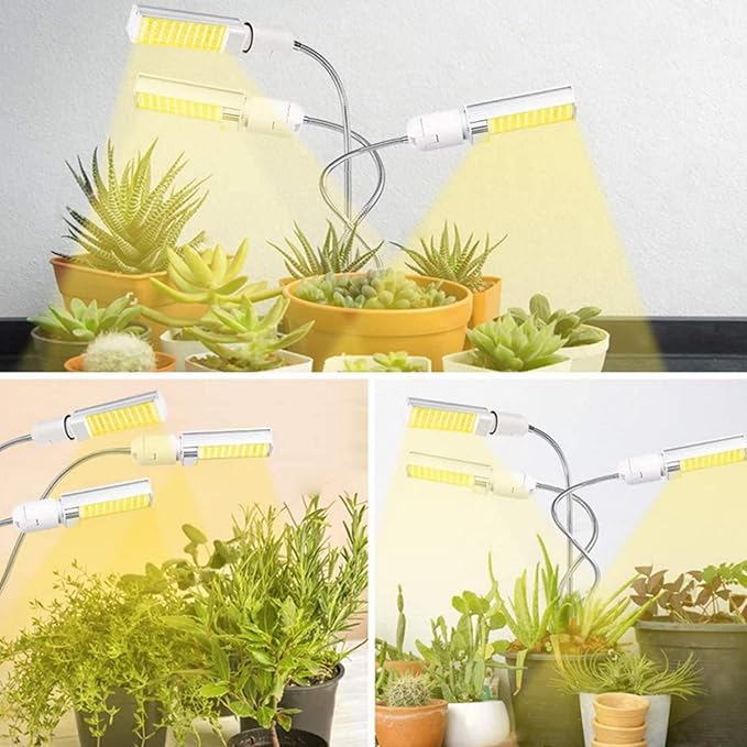 68W 132 LED Grow Light Plant Grow Light for Indoor Plants Tri-Head Full Spectrum Plant LampAdjustble Gooseneck &amp Desk Clip On 3 6/12H Timer 4 Switch Modes5 Dimmable Levels