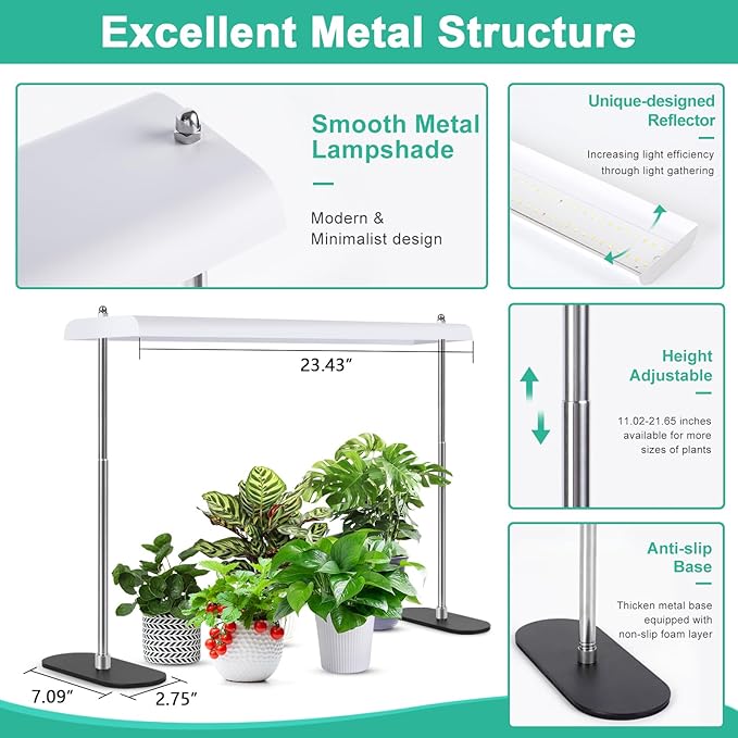 FOXGARDEN Grow Light Stand Advanced LED Plant Growth Lighting with 4/8/12H Timer 6 Dimming Options and Adjustable Height - Optimal for Indoor Plants in Seedlings Vegetative and Flowering Phases