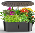 10-Hole Smart Plant Grow Light - Full Spectrum LED Lighting | 3.6L Auto Water/Oxygen Circulation | One-Touch Control | Indoor Vegetable/Fruit Growing Kit | Gardening Essential (Black)