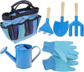 Garden Tool Set for with Wooden Handle Head Blue Tote Included Gardening Kit Hand Tools