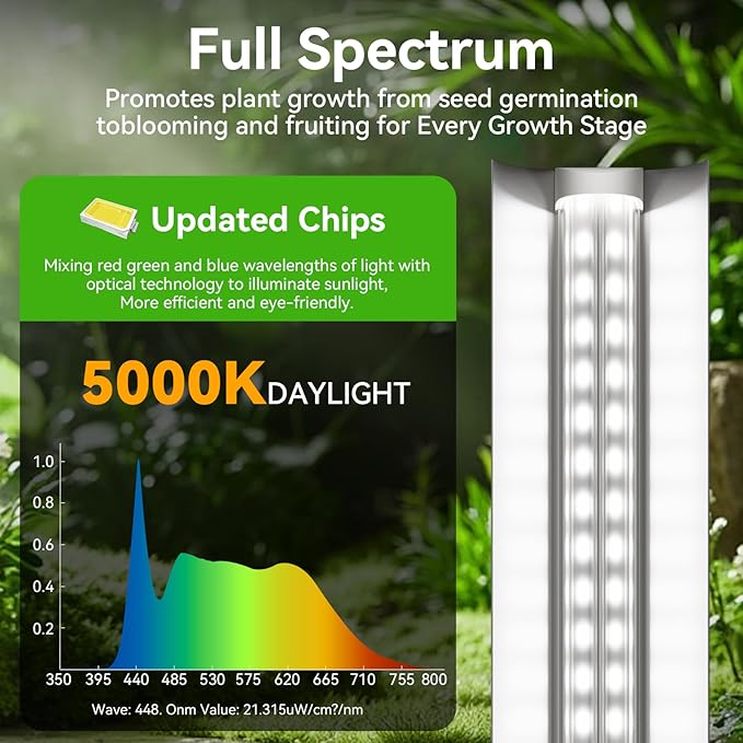 3FT Grow Lights for Indoor PlantsT8 5000K Full Spectrum Plant Light192W(6 x 32W) LED Grow Light Strips with Timer Aluminum Reflector LinkablePlant Growing Lamp Fixture for Greenhouse Indoor 6pcs