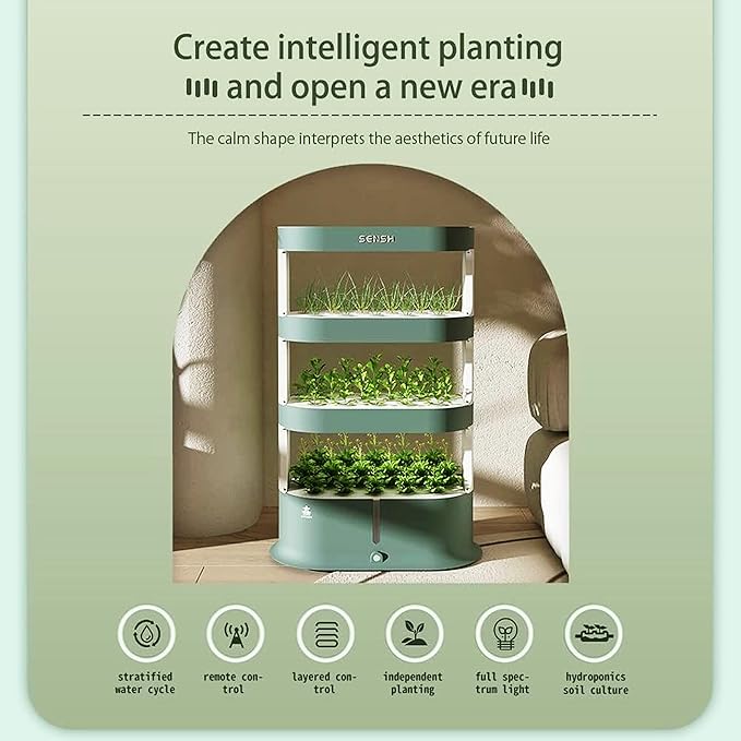 Generic Hydroponic Indoor Garden Growing System - 48 Pods Vertical Herb Garden with LED Grow Light Smart Remote Control Aeroponic Vegetable Kit